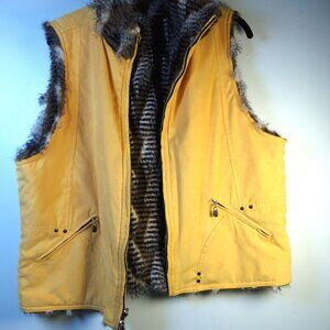 Jamie Sadock Women's XL Faux Suede and Faux Fur Zip Up Vest Boho Chic Art to Wea
